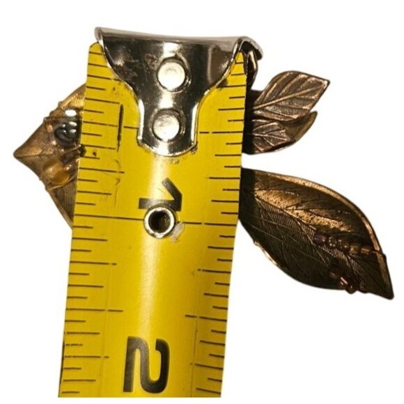 Vintage Brooch Gold-Tone Leaf W/ Ladybug & Beaded Accents Nature Approx. 3 Inch - Picture 4 of 10